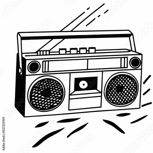 Retro Boombox Vector Icon – Vintage Radio Cassette Player Clipart for Music Designs