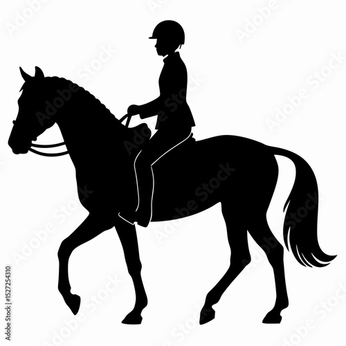 Silhouette of rider and horse in motion