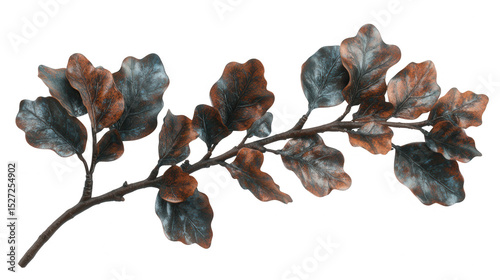 Branch with Copper Leaves on a PNG transparent background