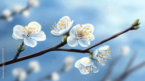 Spring blossoms on branch