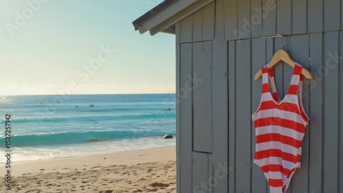 red and white red shirt hanging on beach