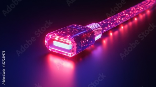 A transparent charging cable pulsing with glowing electricity