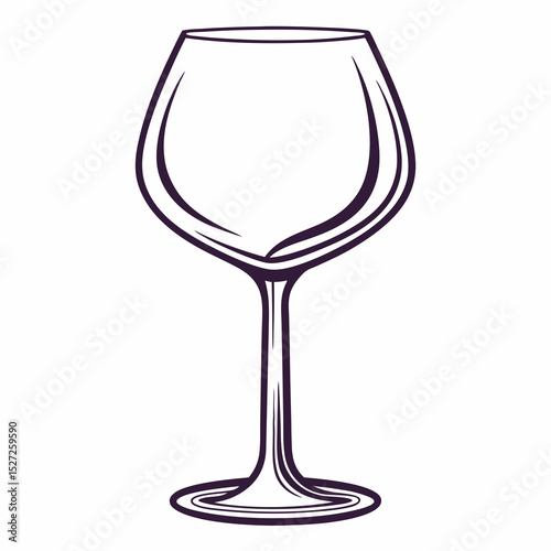 Empty wine glass line art illustration
