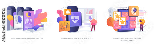 AI Wellness Solutions for Seniors abstract concept vector illustrations.