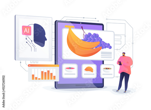 AI-Driven Dietary Recommendation Apps abstract concept vector illustration.
