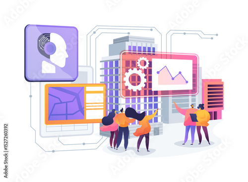 Crowdsourced AI for Community Problem Solving abstract concept vector illustration.