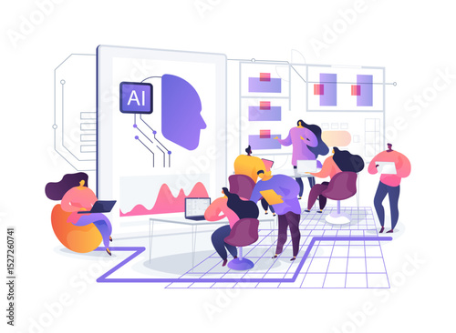 Augmented Reality Office Navigation abstract concept vector illustration.