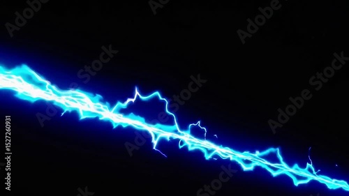 Bright Electric Blue Lightning Bolt Striking in a Dark Background Capturing Nature's Raw Energy