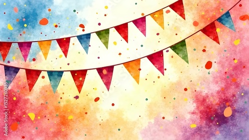 Colorful festive bunting creating a joyful atmosphere at a celebration or party setting