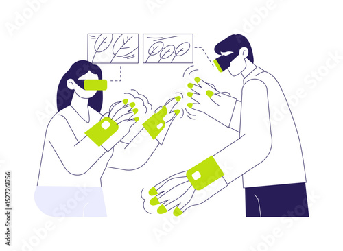 Haptic gloves abstract concept vector illustration.