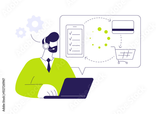 Transactions processing abstract concept vector illustration.