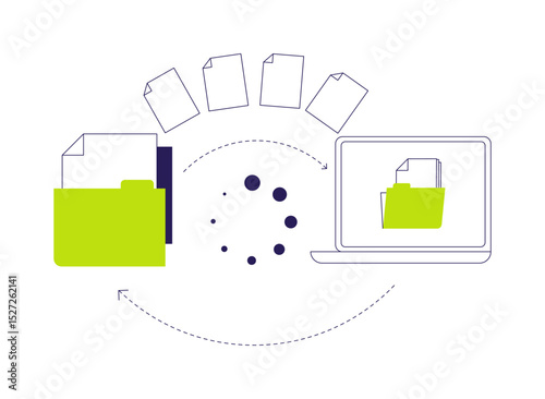 Automated data transfer abstract concept vector illustration.