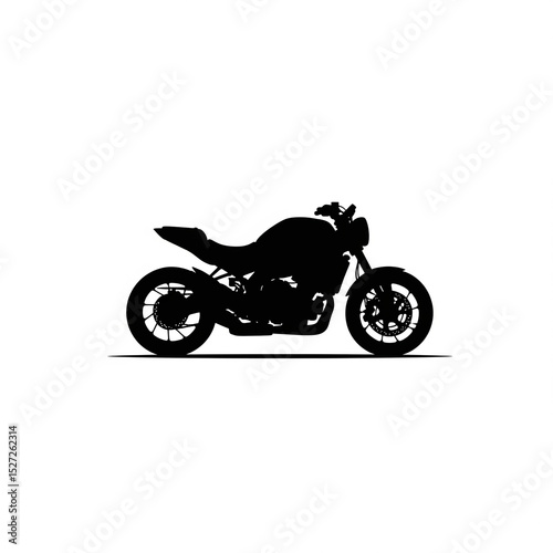 A silhouette of a dirt bike from the side, white background.