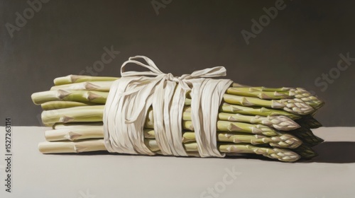 Tied bundle of fresh asparagus