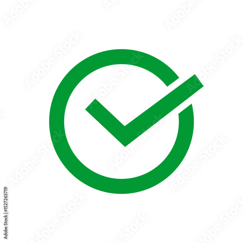 Check mark icon inside a circle. Simple vector illustration on isolated background. Ideal for status indicators, confirmation messages, or UI design.