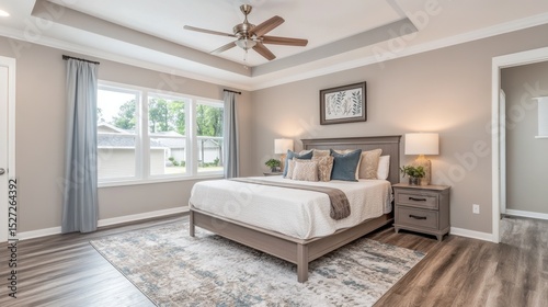 Wallpaper Mural Spacious master bedroom with a king bed, luxury rug, and designer lighting Torontodigital.ca