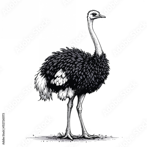 ostrich in the desert vector illustration isolated