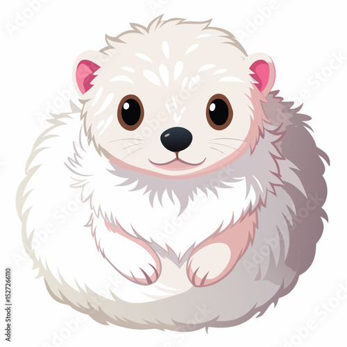 Adorable White Fluffy Hedgehog Illustration