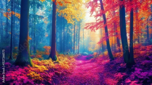 Vibrant Autumn Forest Path