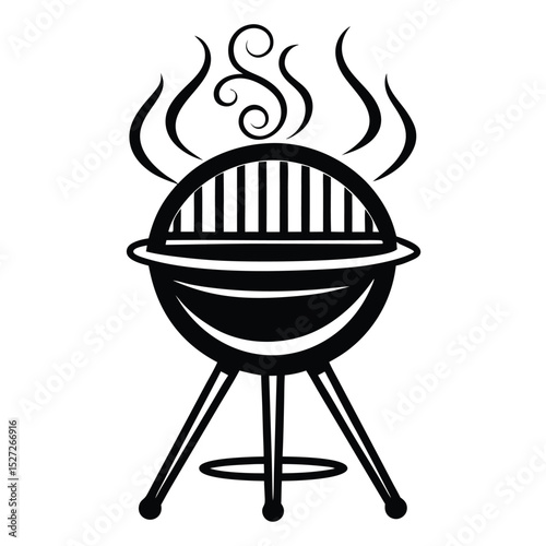 Black and white grill barbecue icon for summer cooking and outdoor gatherings