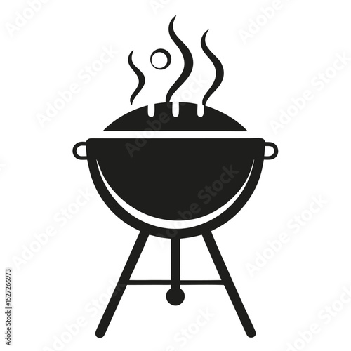 Black and white illustration of a barbecue grill cooking over heat for summer outdoor activities