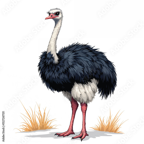 ostrich in the desert vector illustration isolated
