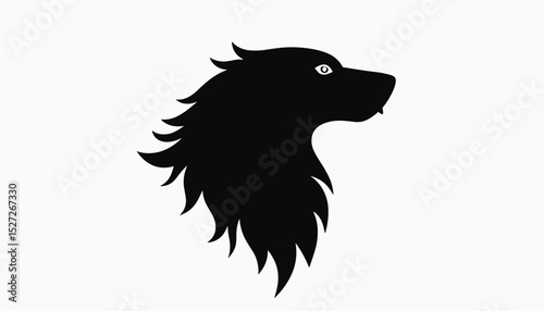 Black silhouette of a wolf head in profile view  