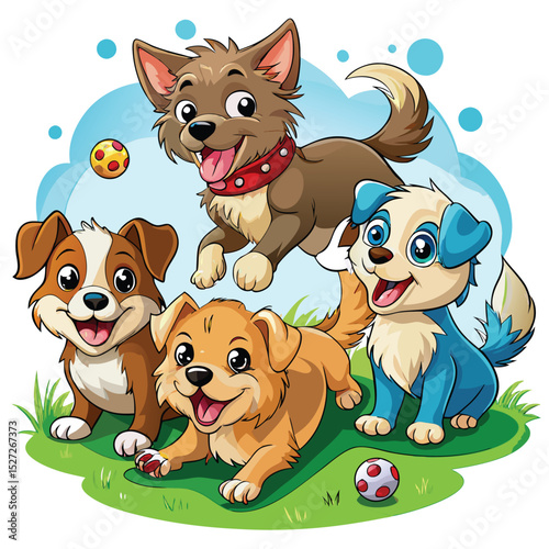 Playful Puppies in a Sunny Meadow