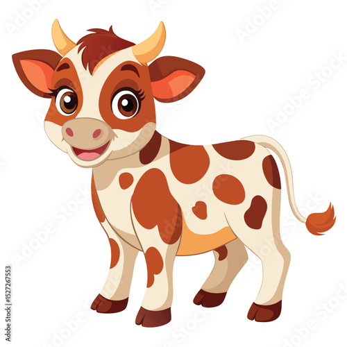 Adorable Cartoon Calf Farm Animal Illustration
