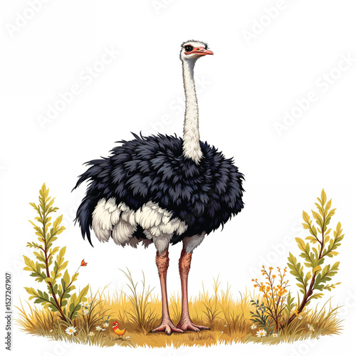 ostrich in the wild vector illustration isolated