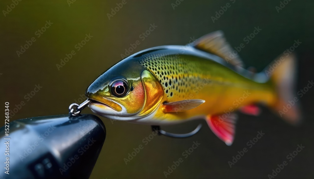 Fototapeta premium Close-up of a sharp, shiny trout fishing hook, ready for action The perfect image for fishing websites, blogs, or gear advertisements Shows detail of the barb and bend , wet fly, wilderness