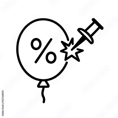 Balloon with percent symbol and pin indicating price drop – outline icon