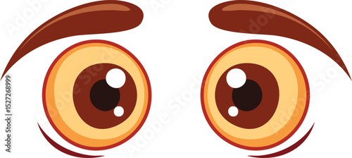 Cartoon Eyes with Vibrant Turquoise Irises, Highlighted Pupils, and Bold Stylized Eyebrows in a Simplified, Flat Vector Design Aesthetic

