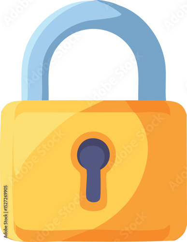 Vector Design of a Head-On View Padlock with Glossy Texture, Blue Rivets, and Metallic Gradient Effects – Symbol of Safety and Security
