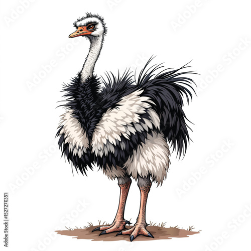 ostrich isolated on white vector illustration isolated