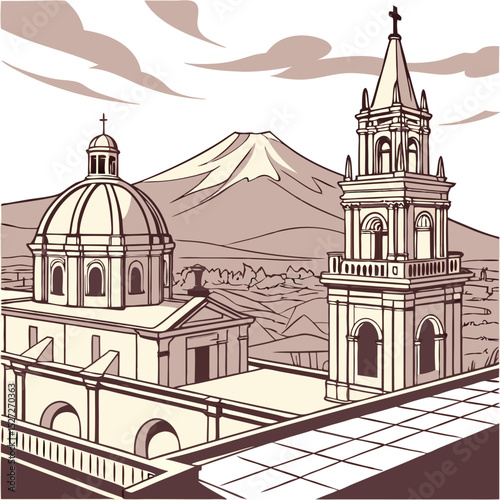Yanahuara Viewpoint in Arequipa with Panoramic Views of the White City and Volcanoes. Perfect for: Independence Day, Yanahuara Viewpoint (Arequipa, Peru)