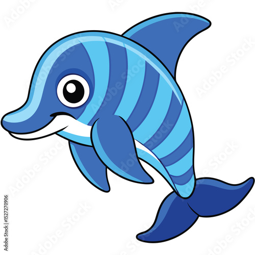 Striped Dolphin Cartoon Illustration