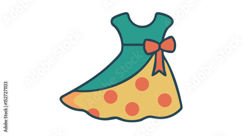 Sleeveless dress short skirt cute icon colorful flat style transparent background