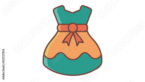Sleeveless dress short skirt cute icon colorful flat style transparent background