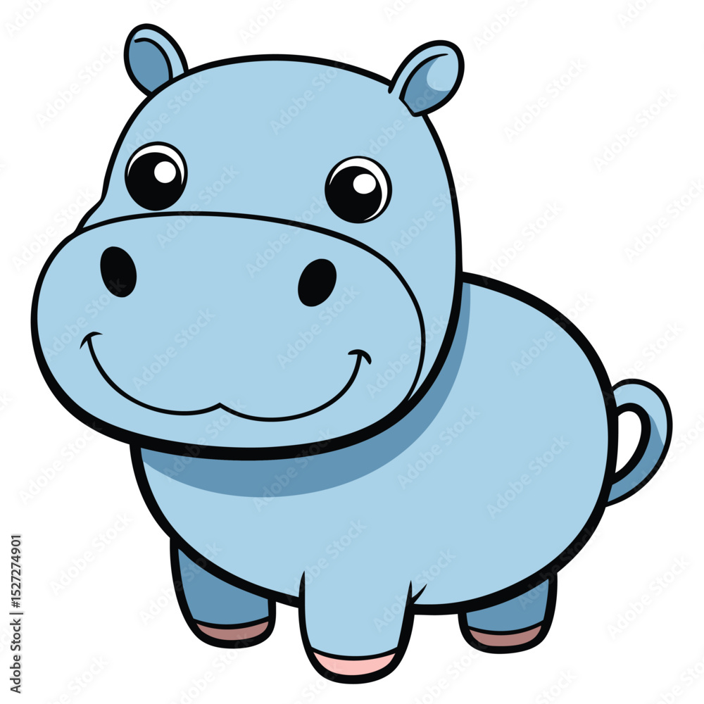 Fototapeta premium Adorable Baby Hippo Illustration