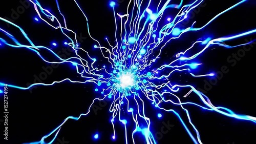 Wallpaper Mural Electric blue abstract light burst radiating from the center with dynamic energy and glowing particles Torontodigital.ca