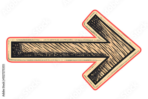 Hand drawn pencil arrow, textured scribble line design isolated on white or transparent background