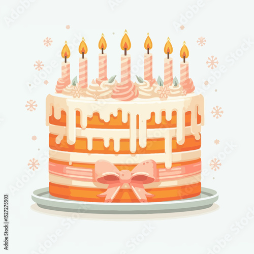 This image of a layered birthday cake with candles is perfect for websites and blogs about birthday celebrations, parties, desserts, baking, and special occasions.

