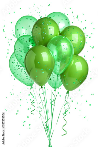 Green cyan festive balloons isolated on white or transparent background