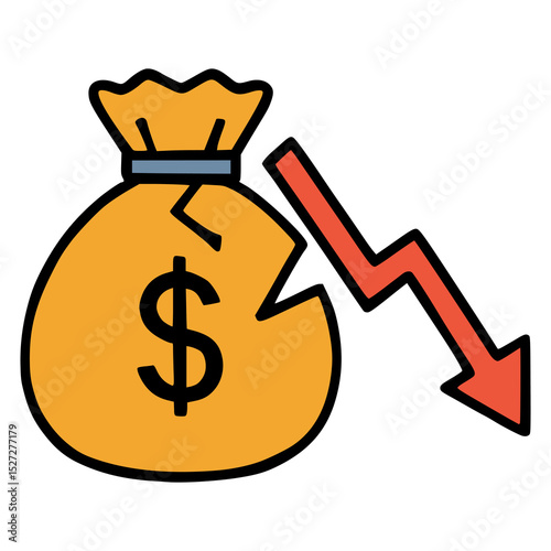 bankruptcy financial problem flat color vector illustration template design