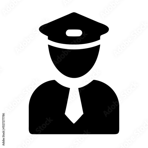 Police Officer Silhouette Wearing a Hat and Tie Represents Law Enforcement and Security