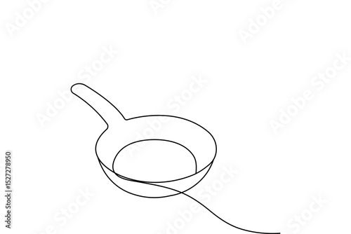Frying pan minimalist continuous one line drawing isolated
vector design
