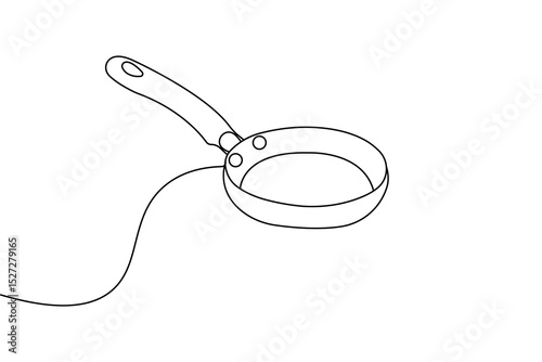 Frying pan minimalist continuous one line drawing isolated
vector design

