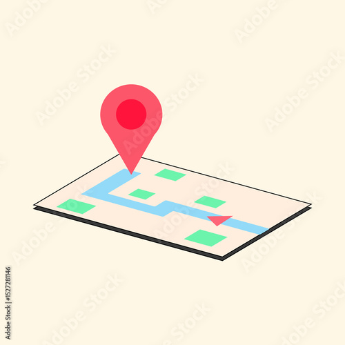 gps map with pin vector illustration