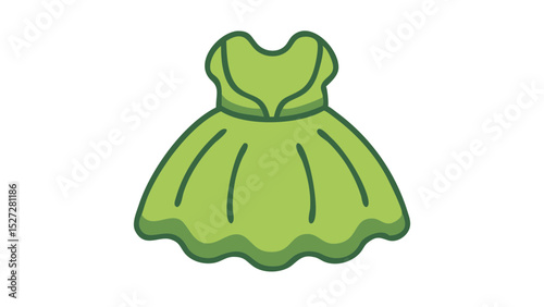 sleeveless dress short skirt green color cute icon flat style transparent background